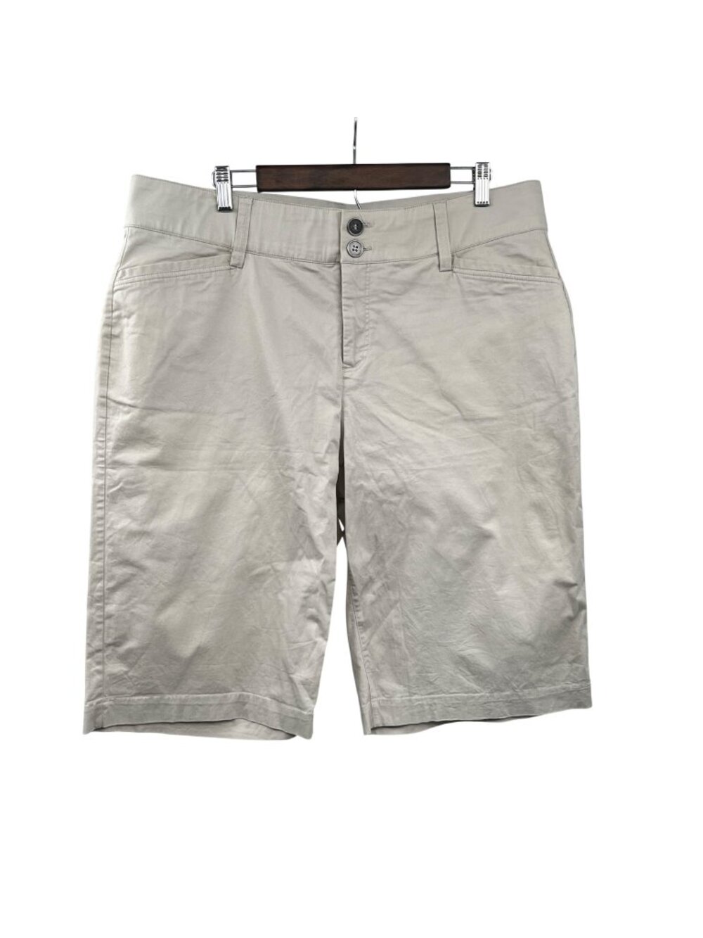 CJ Banks Womens Khaki Bermuda Shorts High Rise Size 18W Pockets